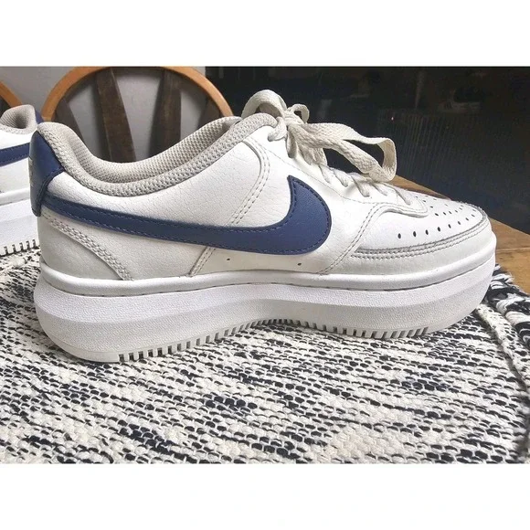 Nike Court Vision Alta Sail/D-Blue Women's Leather Sneakers - Size 7.5 - Picture 10 of 13